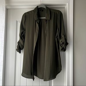 Mossimo Button Up Down Olive Army Green Shirt